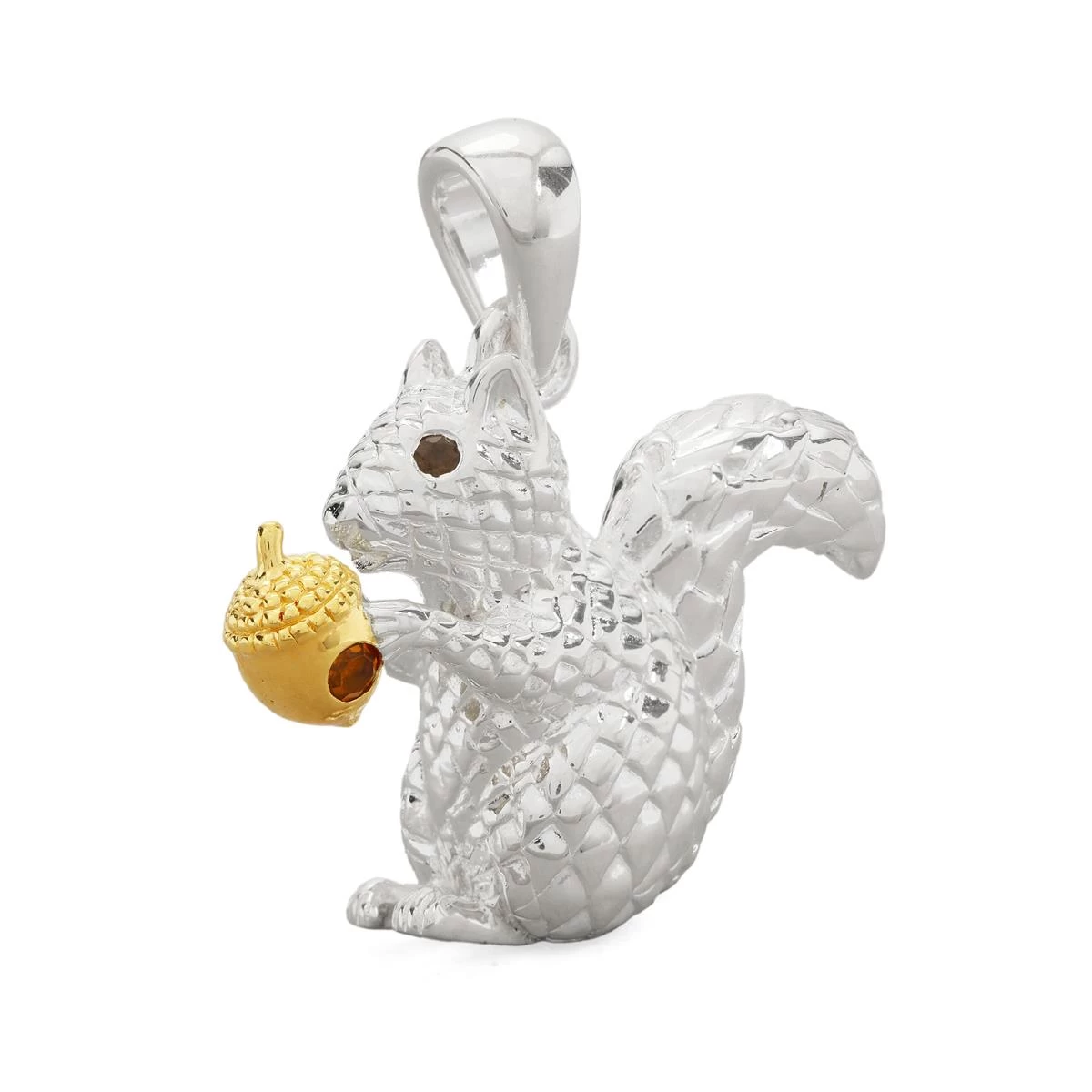 Autumn At Chestnut Close By Mark Smith: 925 Two Tone Sterling Silver Squirrel Pendant With Mandarin Citrine & Smokey Quartz 4 Autumn At Chestnut Close By Mark Smith: 925 Two Tone Sterling Silver Squirrel Pendant With Mandarin Citrine & Smokey Quartz - Image 2