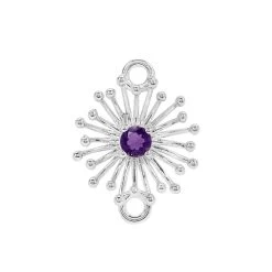 Willow & Tig Collection: 925 Sterling Silver Dandelion Connector Approx 21x16mm With Amethyst Detail