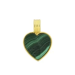Gold Plated 925 Sterling Silver Pendant With Heart Shape Malachite Approx 15mm