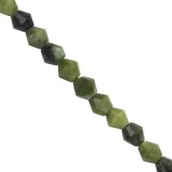 48cts Nephrite Jade Faceted Bicone Approx 5 To 7mm 19cm Strand With Spacers