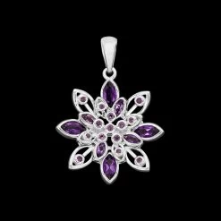Autumn At Chestnut Close By Mark Smith: 925 Sterling Silver Dahlia Pendant 1.30cts Amethyst