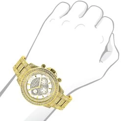Fully Iced Out Men's Diamond Watch 3ct Yellow Gold Plt Luxurman Swiss Movmnt 8 Fully Iced Out Men's Diamond Watch 3ct Yellow Gold Plt Luxurman Swiss Movmnt -Fashion Accessories fully iced out mens diamond watch 3ct yellow gold plt luxurman 3