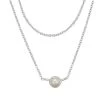 925 Sterling Silver 2 Row Cable Chain Necklace With Fresh Water Cultured Pearl Charm 16" + 2"