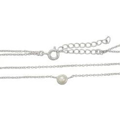925 Sterling Silver 2 Row Cable Chain Necklace With Fresh Water Cultured Pearl Charm 16" + 2" -Fashion Accessories fvvz31 2