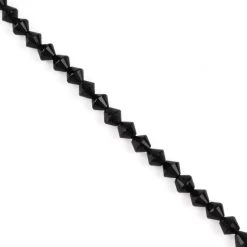 85cts Type A Black Jadeite Faceted Bicone, Approx 6mm, 38cm Strand