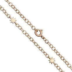 Rose Gold 925 Sterling Silver Cable Chain With Star Connector,18inch With Lock 6x Star Connector