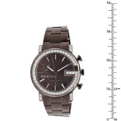 Genuine Men's Gucci Chrono Diamond Watch 101M Brown YA101341 5.5 Carats 9 Genuine Men's Gucci Chrono Diamond Watch 101M Brown YA101341 5.5 Carats -Fashion Accessories genuine mens gucci chrono diamond watch 55ct p 42325 ruler