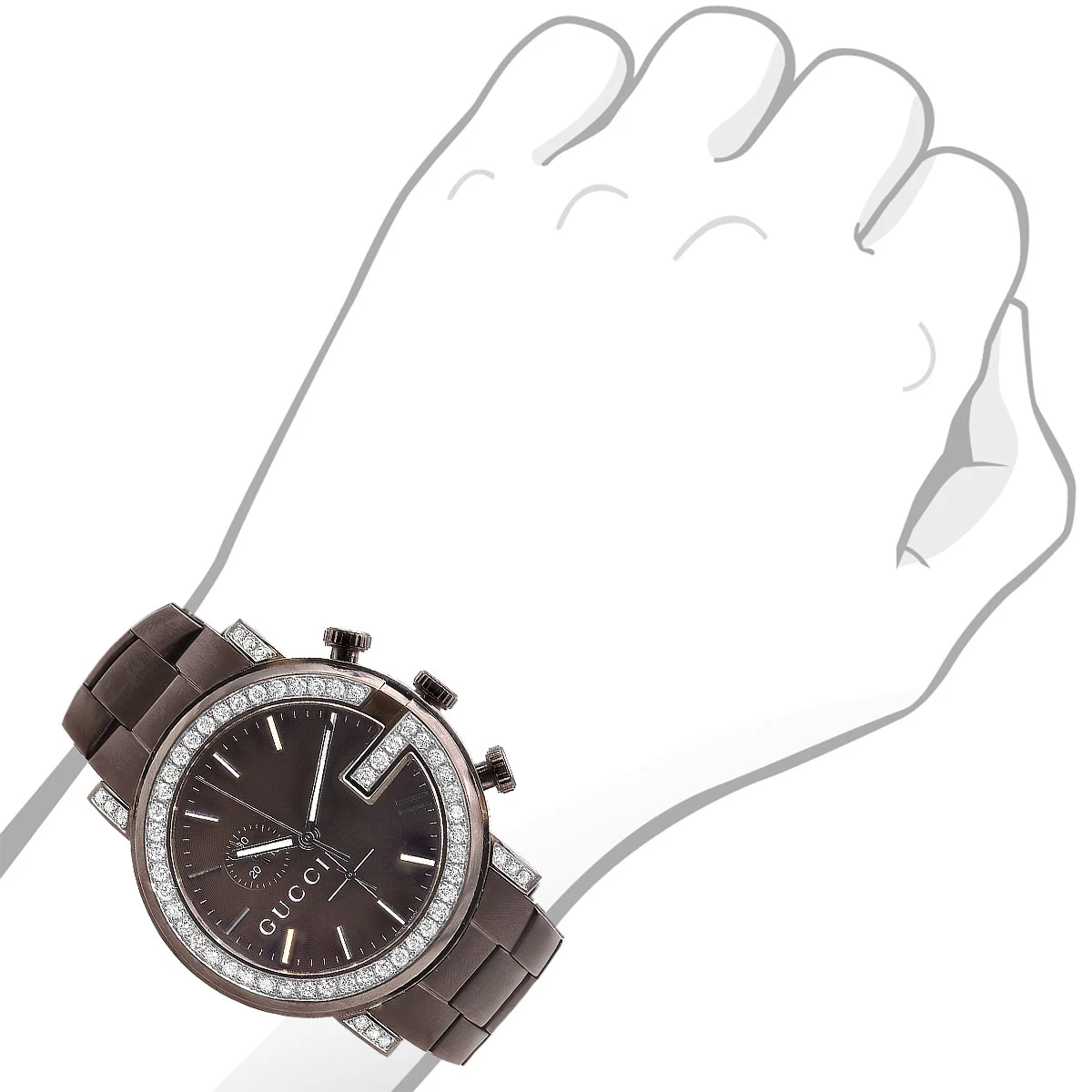 Genuine Men's Gucci Chrono Diamond Watch 101M Brown YA101341 5.5 Carats 5 Genuine Men's Gucci Chrono Diamond Watch 101M Brown YA101341 5.5 Carats - Image 3