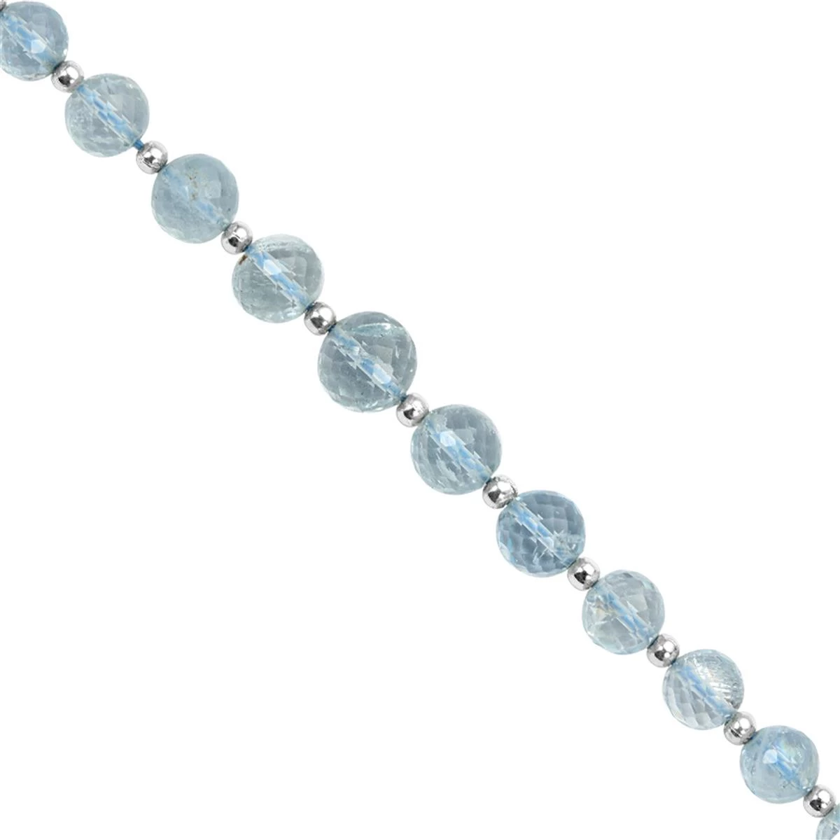 30cts Aquamarine Faceted Round Approx 4 To 7mm, 20cm Strands With Spacers 3 30cts Aquamarine Faceted Round Approx 4 To 7mm, 20cm Strands With Spacers