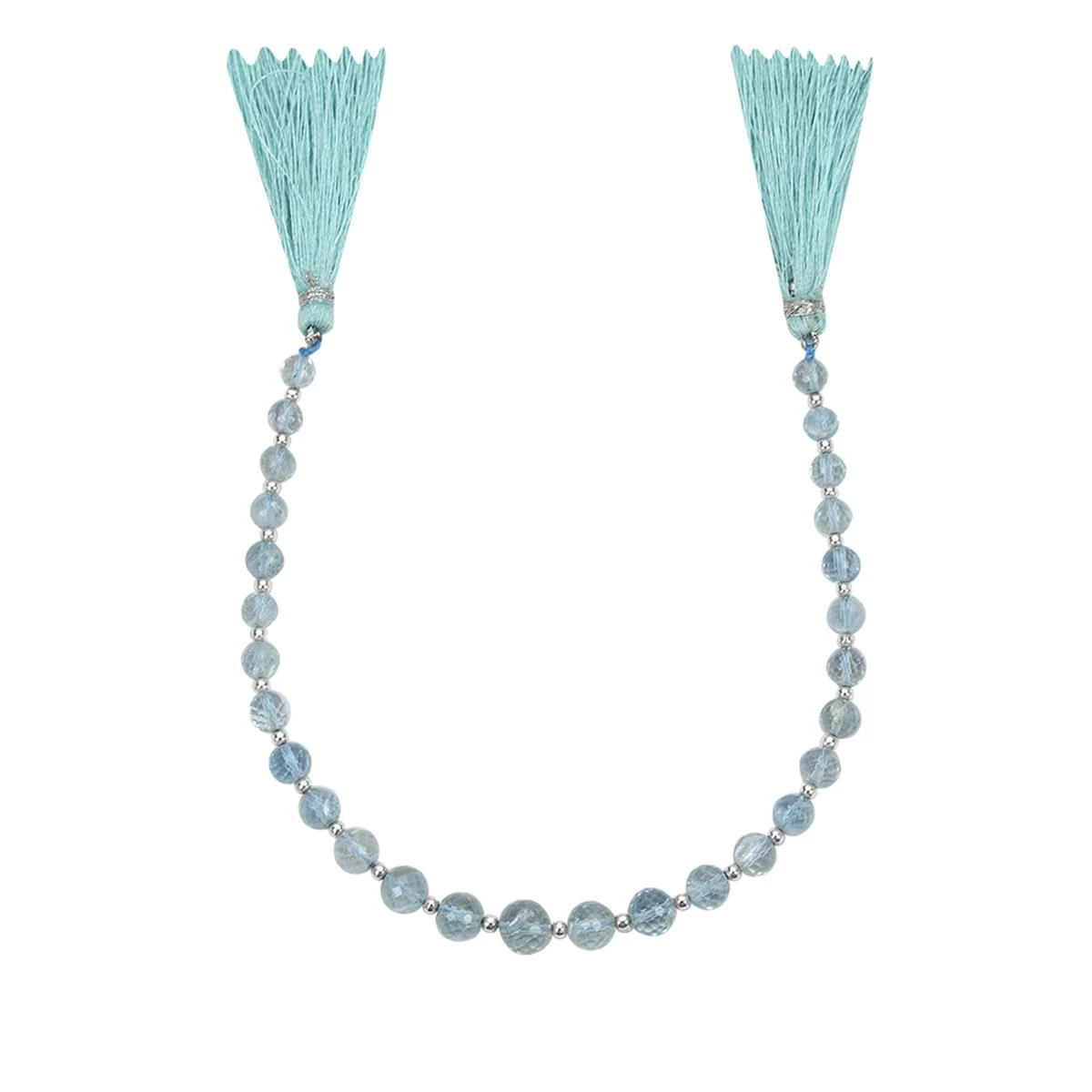 30cts Aquamarine Faceted Round Approx 4 To 7mm, 20cm Strands With Spacers 4 30cts Aquamarine Faceted Round Approx 4 To 7mm, 20cm Strands With Spacers - Image 2