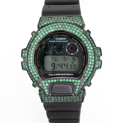 Casio Green G-Shock Bezel With Crystals In Black Steel 5 Casio Green G-Shock Bezel With Crystals In Black Steel - Image 3