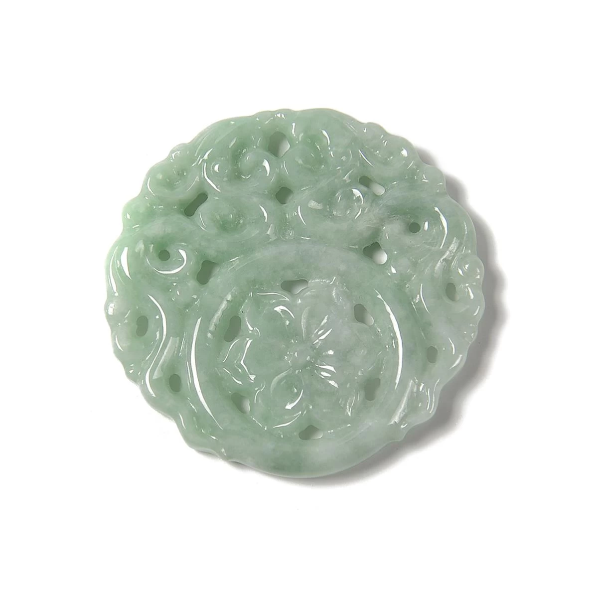 100cts Type A Jadeite Hollow Carving Flower Pendant, Approx 50mm, 1pcs 3 100cts Type A Jadeite Hollow Carving Flower Pendant, Approx 50mm, 1pcs