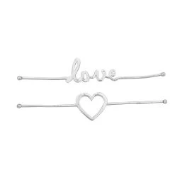 925 Sterling Silver Ring Shanks With 'Love' & Heart Design, 2pcs