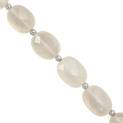 103cts Branca Onyx Center Drill Faceted Oval Approx 13.2x10.75 To 16.3x12.6mm, 20cm Strand With Spacers