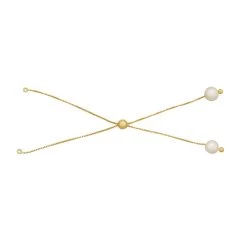 Gold Plated 925 Sterling Silver Slider Bracelet With Approx 8mm South Sea Pearl & Box Chain, Approx 24cm