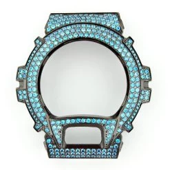 Casio Iced Out Black G-Shock Bezel With Teal Crystals