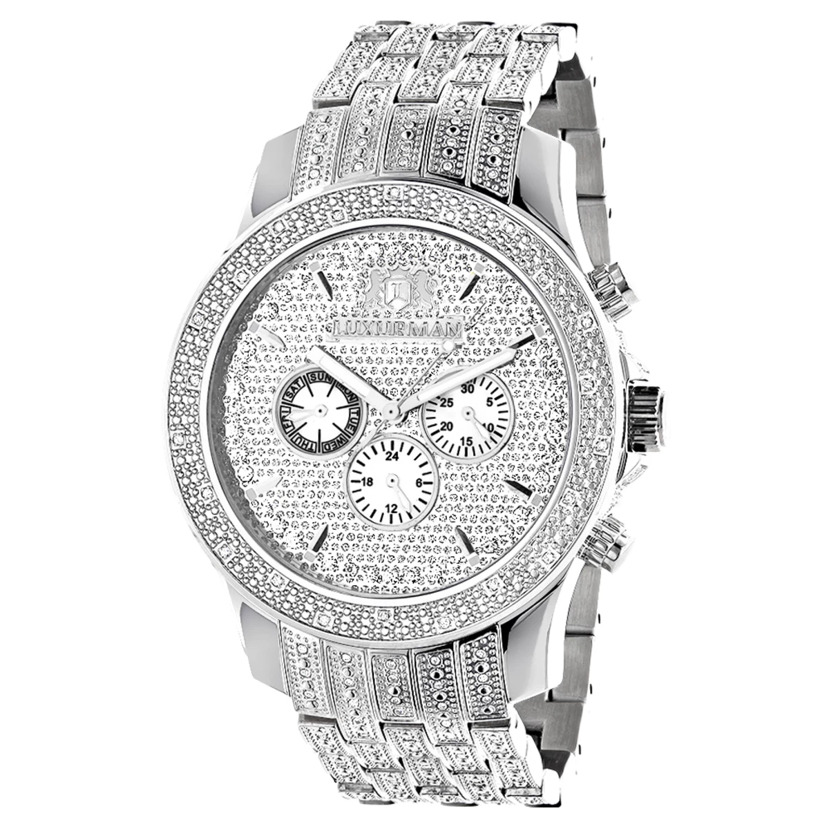 Iced Out Men's Diamond Watch By LUXURMAN 1 Carat 3 Iced Out Men's Diamond Watch By LUXURMAN 1 Carat