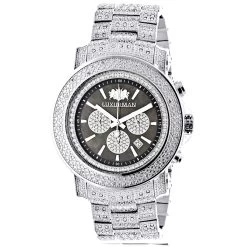 Iced Out Men's Diamond Watch Luxurman 2ct Escalade Oversized W Chronograph