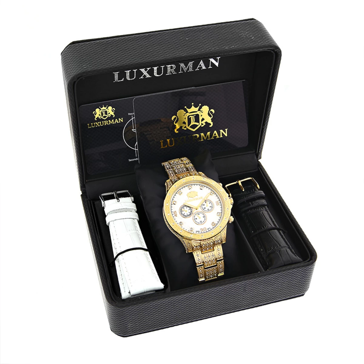 Iced Out Men's Luxurman Watch With Diamond Band 1.25ct Yellow Gold 6 Iced Out Men's Luxurman Watch With Diamond Band 1.25ct Yellow Gold - Image 4