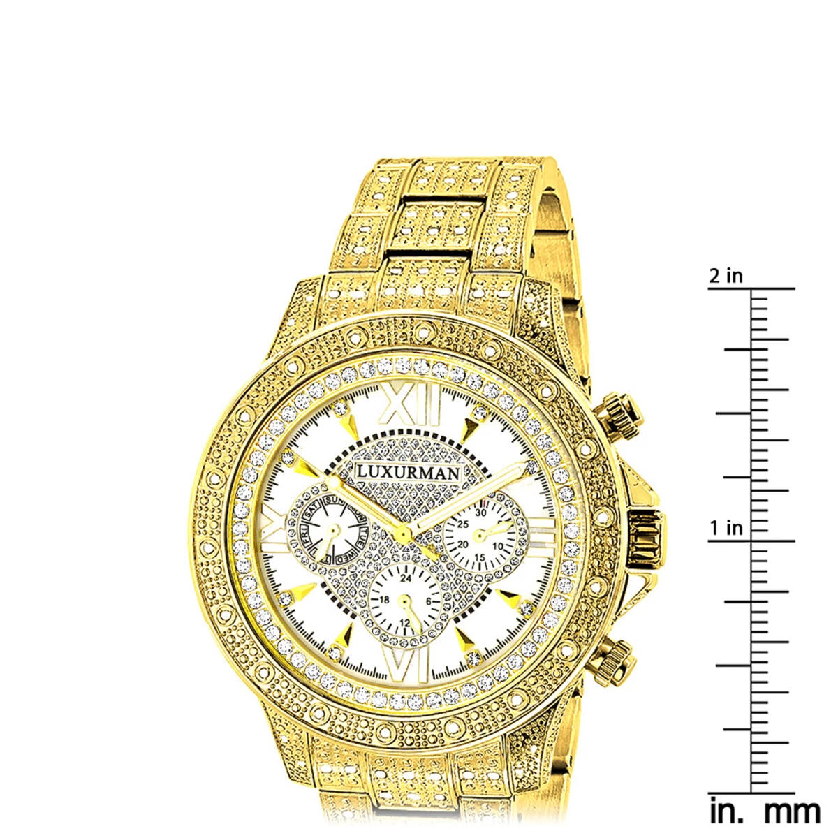 Iced Out Men's Luxurman Watch With Diamond Band 1.25ct Yellow Gold Plated 7 Iced Out Men's Luxurman Watch With Diamond Band 1.25ct Yellow Gold Plated - Image 5