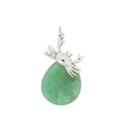925 Sterling Silver Crab Pinch Bail With Pear Shape Top Drilled Cabs Chrysoprase Approx 25x20mm