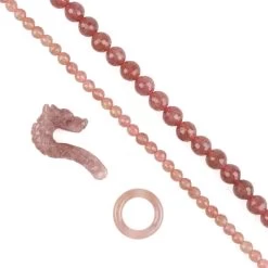 Strawberry Quartz Dragon Clasp & 6mm Red Strawberry Quartz Faceted Rounds, 38cm Strand & 10mm Quartz Faceted Rounds, 20cm Strand
