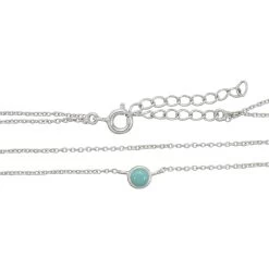 925 Sterling Silver 2 Row Cable Chain Necklace With Sleeping Beauty Turquoise Charm 16" + 2" 7 925 Sterling Silver 2 Row Cable Chain Necklace With Sleeping Beauty Turquoise Charm 16" + 2" -Fashion Accessories imvz47 2