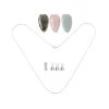 925 Sterling Silver Interchangeable Gemstone Heart Pendant With 20 Inch Chain (3 X Hearts: Labradorite, Chinese Amazonite & Rose Quartz) -Fashion Accessories ivgp32