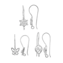 925 Sterling Silver Earring With White Zircon (3x Pairs, 3 Designs) Approx 25x8mm