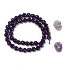 2x Amethyst Double Hoops Approx 14mm & 1 X 8mm Amethyst Rounds, 38cm Strand