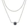 925 Sterling Silver 2 Row Cable Chain Necklace With Blue Sapphire Charm 16" + 2" -Fashion Accessories iyvz69