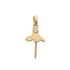 Rose Gold 925 Sterling Silver Cap Bail Flower Approx 11x22mm With White Zircon