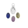 925 Sterling Silver Interchangeable Locket Pendant Approx 7.5x11.5mm 5.55cts Labradorite, Amethyst & Blue Lapis Lazuli Oval Flat