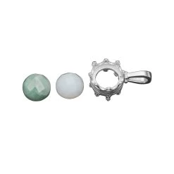 925 Sterling Silver Double Gallery Pendant Mount With 7.25cts Jade & White Opal Round Faceted Approx10mm -Fashion Accessories jdvz52 2
