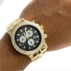 Joe Rodeo Yellow Gold Tone Men's Diamond Watch Master Pilot 7ct -Fashion Accessories joe rodeo watches mens diamond watch master pilot 7ct p 35651 bod2