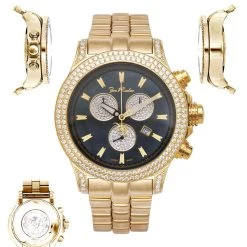 Joe Rodeo Yellow Gold Tone Men's Diamond Watch Master Pilot 7ct -Fashion Accessories joe rodeo watches mens diamond watch master pilot 7ct p 35651 main2