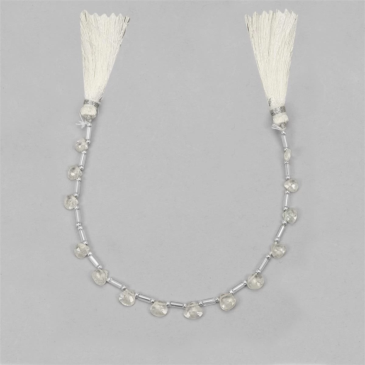 11cts White Zircon Faceted Heart Approx 5 To 7mm, 13cm Strand With Spacers 4 11cts White Zircon Faceted Heart Approx 5 To 7mm, 13cm Strand With Spacers - Image 2