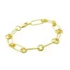 Gold Flash 925 Sterling Silver Round & Long Link Bracelet, Approx 7.5 Inch -Fashion Accessories jyvv73
