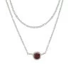 925 Sterling Silver 2 Row Cable Chain Necklace With Ruby Charm 16" + 2" -Fashion Accessories jzvz48