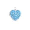 925 Sterling Silver Heart Shaped Locket Pendant 21x19mm With 2.5mm Turquoise Round Cabs -Fashion Accessories kigp94