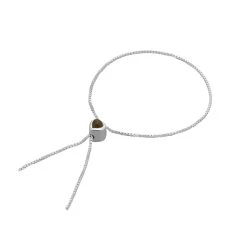 925 Sterling Silver 0.30cts Citrine Heart Slider Bead With Box Chain Approx 25cm