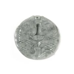 138cts Type A Jadeite Carved Double Fish Pendant, Approx 50mm, 1pcs