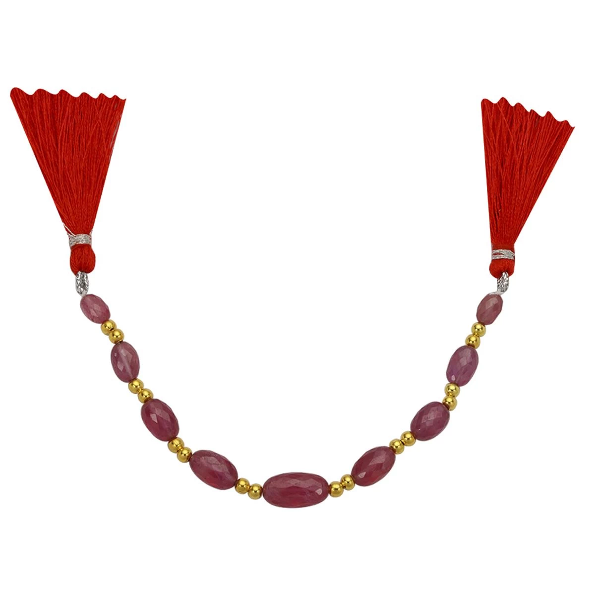 25cts Ruby Center Drill Faceted Tumble Approx 6.5x4.5 To 11x5.5mm, 12cm Strand With Spacers 4 25cts Ruby Center Drill Faceted Tumble Approx 6.5x4.5 To 11x5.5mm, 12cm Strand With Spacers - Image 2