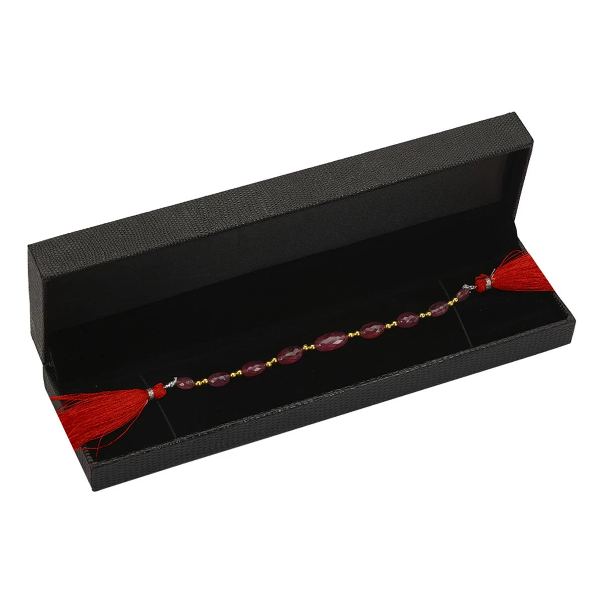 25cts Ruby Center Drill Faceted Tumble Approx 6.5x4.5 To 11x5.5mm, 12cm Strand With Spacers 5 25cts Ruby Center Drill Faceted Tumble Approx 6.5x4.5 To 11x5.5mm, 12cm Strand With Spacers - Image 3