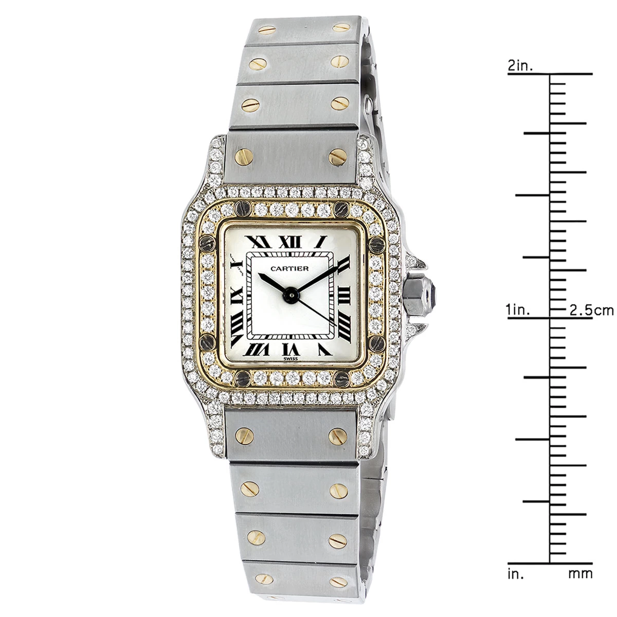 Cartier Santos Diamond Watch For Women 18k Gold & Streel Two-Tone 24mm Case 6 Cartier Santos Diamond Watch For Women 18k Gold & Streel Two-Tone 24mm Case - Image 4