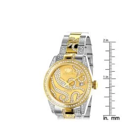 Ladies Diamond Watch 18k White Yellow Gold Pltd Two-Tone Luxurman Tribeca -Fashion Accessories ladies diamond watch 18k white yellow gold pltd two tone luxurman tribeca ruler