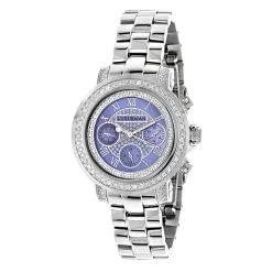 Diamond Luxurman Montana Blue MOP Watch 2ct For Ladies