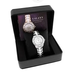 Ladies Diamond Luxurman White Ceramic Watch 1.25ct MOP Galaxy -Fashion Accessories ladies diamond watches luxurman white ceramic watch 125ct mop galaxybox