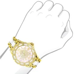 Ladies Diamond Yellow Gold Pld Steel & White Ceramic Watch Pink MOP 9 Ladies Diamond Yellow Gold Pld Steel & White Ceramic Watch Pink MOP -Fashion Accessories ladies diamond watches yellow gold pld steel white ceramic watch pink mop bod