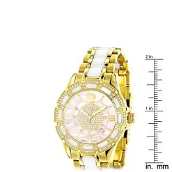 Ladies Diamond Yellow Gold Pld Steel & White Ceramic Watch Pink MOP 11 Ladies Diamond Yellow Gold Pld Steel & White Ceramic Watch Pink MOP -Fashion Accessories ladies diamond watches yellow gold pld steel white ceramic watch pink mop ruler